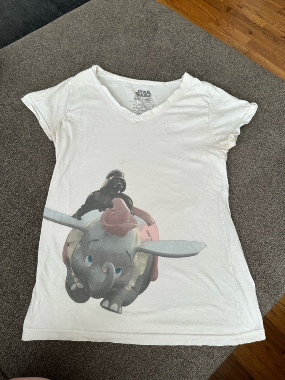 Women’s Star Wars Darth Vader Dumbo White Graphic V-Neck Tee